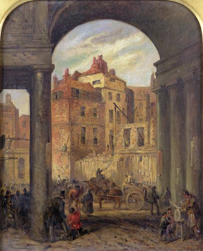 Foregate, Strand, Entrance to Boswell Court - demolished for the site of the New Law Courts, 1868 by Robert Thomas Landells